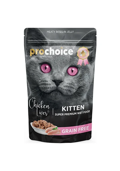 Prochoice Tahılsız Kitten Tavuk ve Ciğerli Yavru Kedi Pouch Konservesi 85 gr