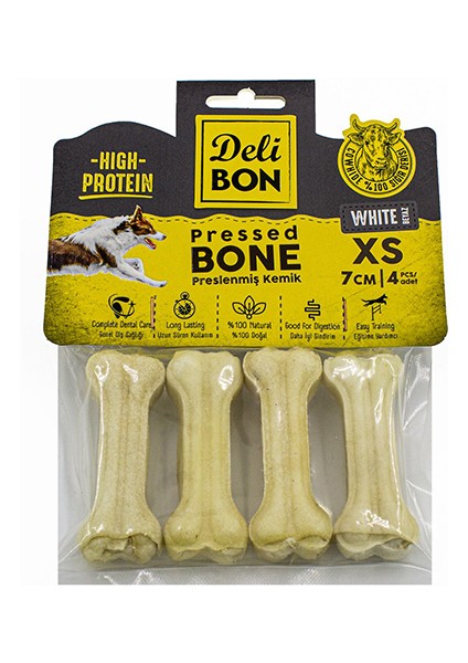 Deri Pres Kemik 7 cm Xs Boy 4 Lü Paket Beyaz