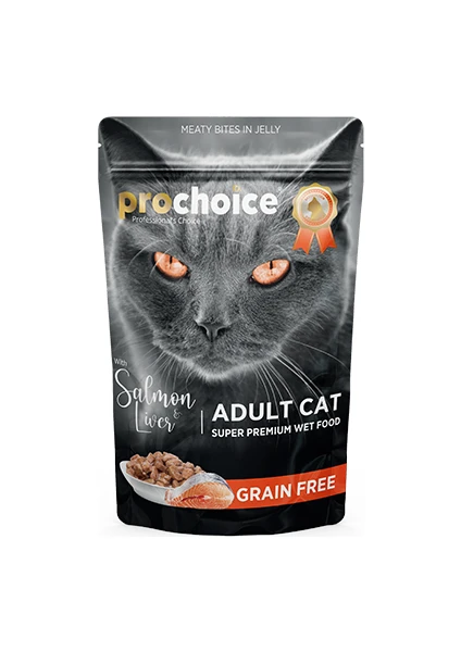 Prochoice Tahılsız Somon ve Ciğerli Yetişkin Kedi Pouch Konservesi 85 gr