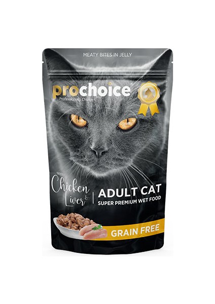 Prochoice Tahılsız Tavuk ve Ciğerli Yetişkin Kedi Pouch Konservesi 85 gr