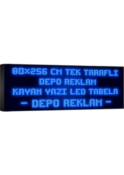 Depo Tabela Reklam Mavi Kayan Yazı LED Tabela 80 x 256 cm Tek Taraflı Depo Reklam Tabela