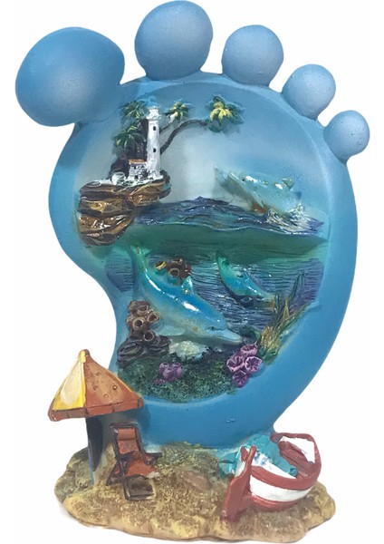 Muhtelif 3D Kabartma Polyester Hediyelik Doğa Deniz Temalı Ayak Şeklinde Türkiye Yaz Hatırası