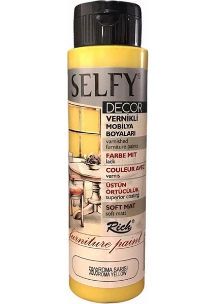 5808 Selfy Decor Kendinden Vernikli Mobilya Boyası 500 cc Roma Sarısı