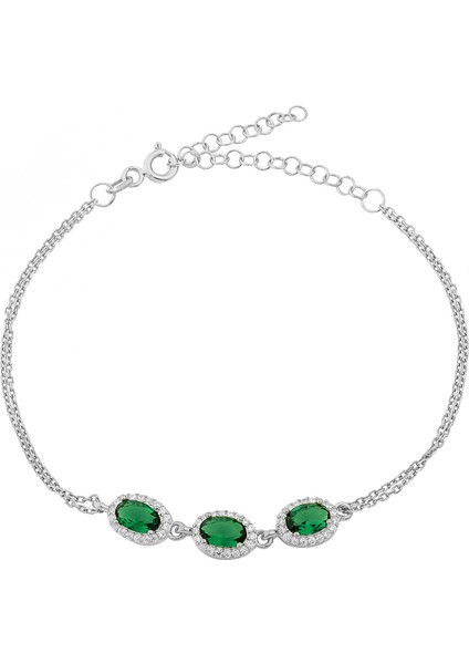 Gümüş Anturaj Oval Bileklik