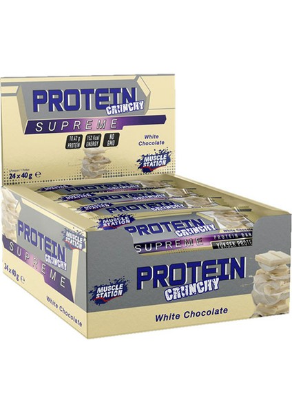 Muscle Statıon Supreme Crunchy Proteın Bar 40 gr Beyaz Çikolata 24ADET