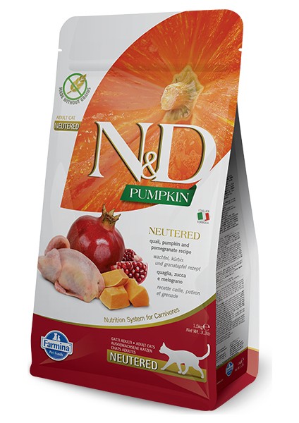 Pumpkin Kısır Kedi Maması Bıldırcın Narlı Sterilised 1.5 kg