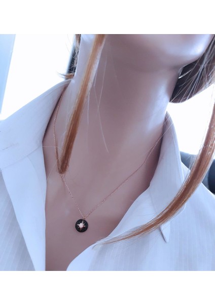 Rose Kutup Yıldızı Buton Kolye