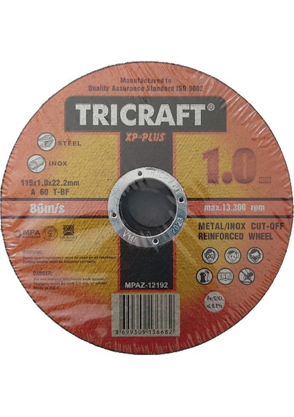 Trıcraft Inox Kesici TAŞ115X1,0X22MM - 25 Li Paket -