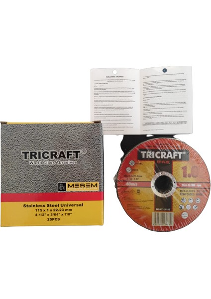 Trıcraft Inox Kesici TAŞ115X1,0X22MM - 25 Li Paket -