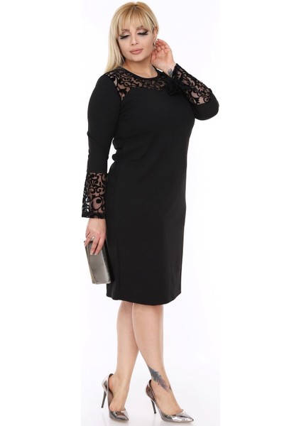 Siyah Uzun Kol Elbise 44 Beden Klasik Tarz Ispanyol Kol Kadınlar İçin modelleri