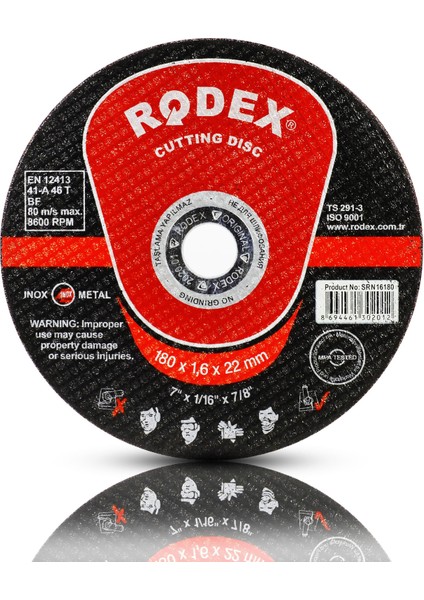 Rodex Spiral Taşlama Inox Metal Kesici Taş Diski 180X1.6 mm (100 Adet)