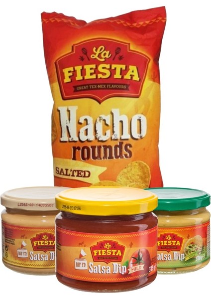 Film Paketi (Sade Yuvarlak Tortilla Cips, Çedar Peynirli Dip Sos, Guacamole Dip Sos, Salsa Dip Sos)