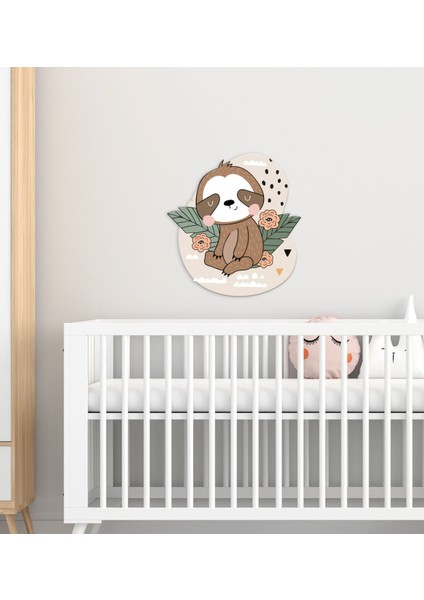 Gift Tembel Hayvan Tasarımlı Çocuk Odası Ahşap Duvar Süsü-1