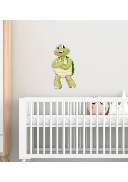 Gift Sevimli Kaplumbağa Tasarımlı Çocuk Odası Ahşap Duvar Süsü-2