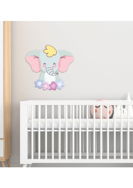 Gift Sevimli Fil Tasarımlı Çocuk Odası Ahşap Duvar Süsü-12