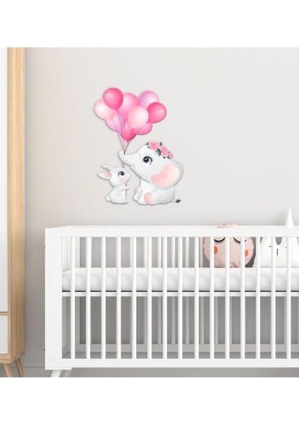 Gift Sevimli Fil Tasarımlı Çocuk Odası Ahşap Duvar Süsü-8