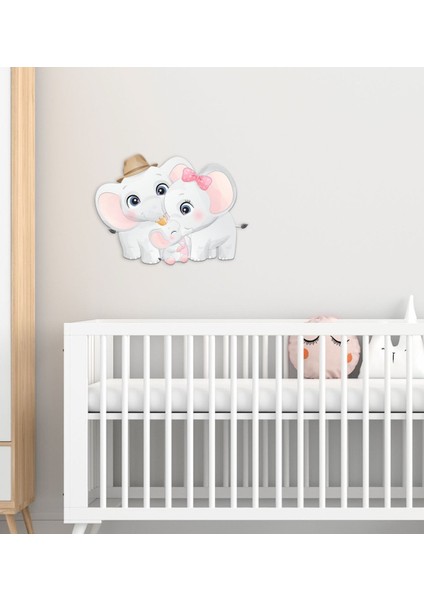 Gift Sevimli Fil Tasarımlı Çocuk Odası Ahşap Duvar Süsü-7