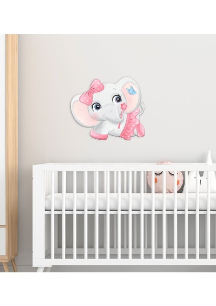 Gift Sevimli Fil Tasarımlı Çocuk Odası Ahşap Duvar Süsü-4
