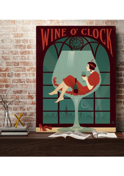 Gift Wine O'clock Tasarımlı Kanvas Tablo 70 x 100 Cmcm-1