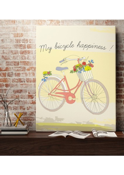 Gift My Bicycle Happiness Tasarımlı Kanvas Tablo 70 x 100 Cmcm-1