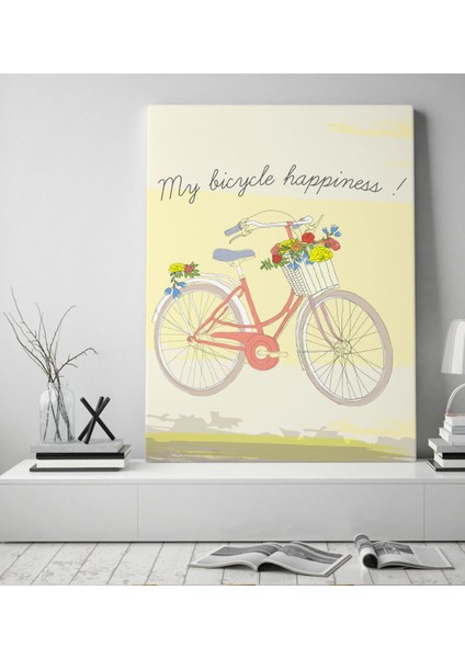 Gift My Bicycle Happiness Tasarımlı Kanvas Tablo 50 x 70 Cmcm-1