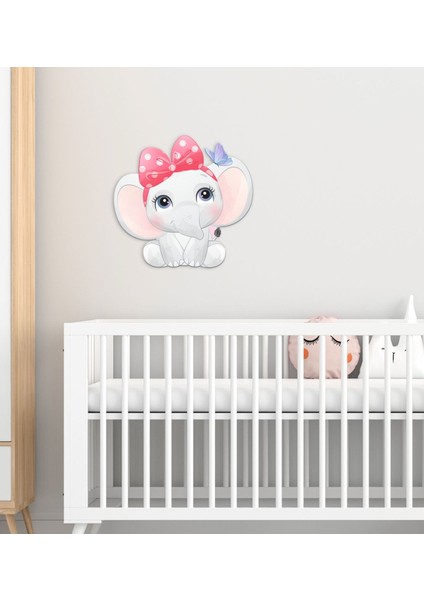 Gift Sevimli Fil Tasarımlı Çocuk Odası Ahşap Duvar Süsü-1