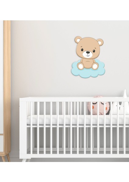 Gift Sevimli Ayıcık Tasarımlı Çocuk Odası Ahşap Duvar Süsü-4