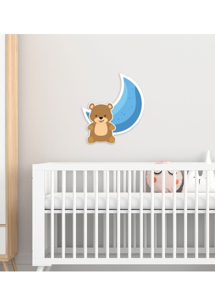 Gift Sevimli Ayı Tasarımlı Çocuk Odası Ahşap Duvar Süsü-1