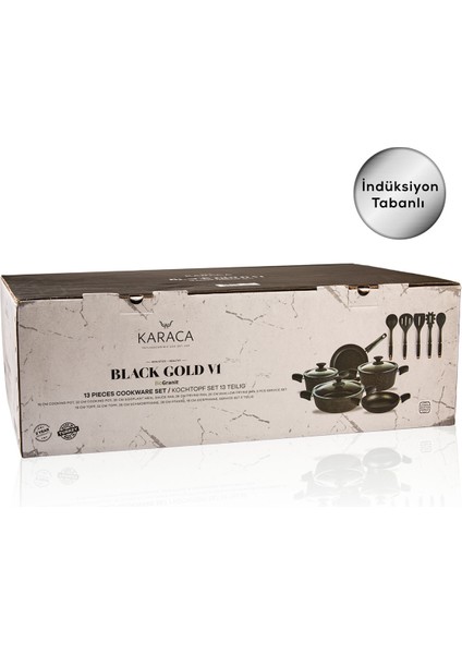 Biogranit Blackgold New Indüksiyon Tabanlı 13 Parça Tencere Seti