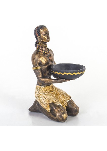 Dekoratif Afrikalı Kadın Biblo 10X14X22 cm