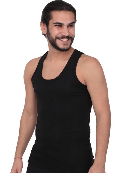 Erkek Ribana Atlet 102 6'Lı Paket Siyah