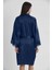 Pierre Cardin 2'lı 4250 Lacivert Bayan Saten Gecelik Sabahlık Takımı 2