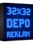 Mavi Kayan Yazı LED Tabela 32 x 32 cm Tek Taraflı Depo Reklam Tabela 1
