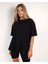 Kadın Bisiklet Yaka Oversize T-Shirt 2
