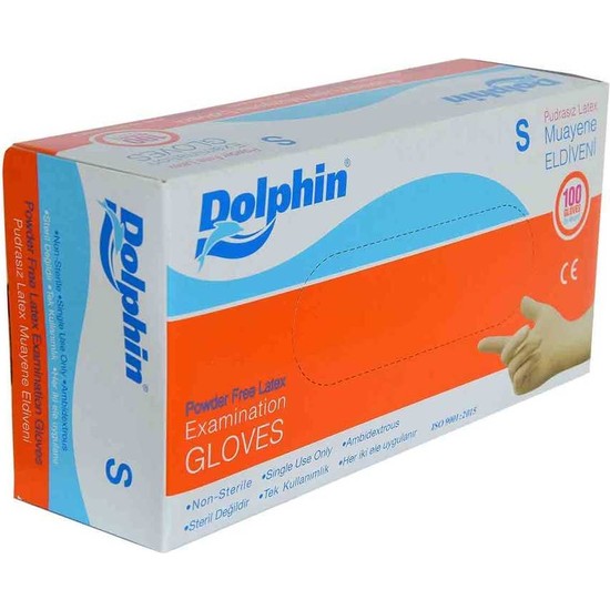 Dolphin Pudrasız Beyaz Eldiven Eldiven Latex Küçük Boy (S) 100 Lü Paket
