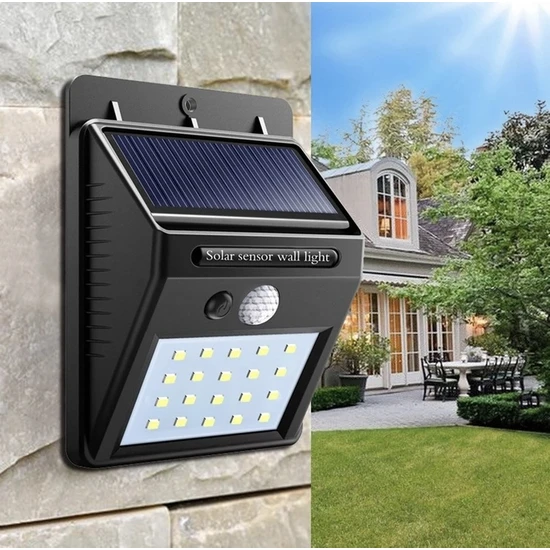 Vista Solar Light Güneş Enerjili 30 Ledli Bahçe Aydınlatma Solar Dış Mekan Lambası Hareket Sensörlü