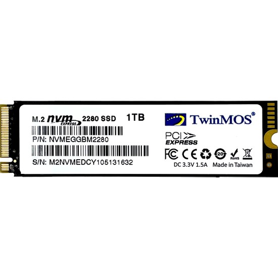 Twinmos NVMegGBm2280 1TB 2455MB-1832MB M.2 PCIe NVMe SSD