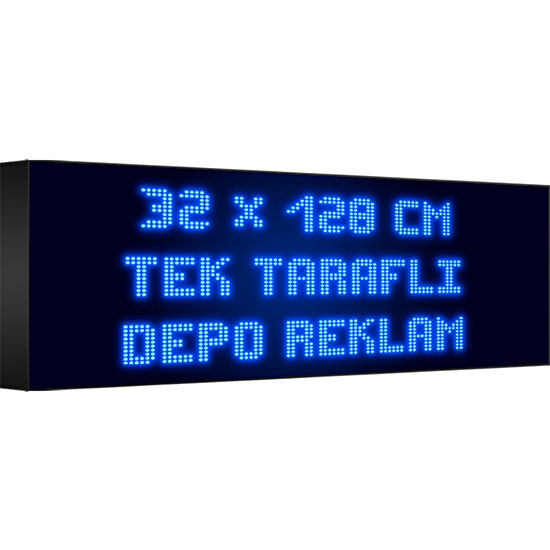 Depo Tabela Reklam Mavi Kayan Yazı LED Tabela 32 x 128 cm Tek Taraflı Depo Reklam Tabela
