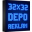 Depo Tabela Reklam Mavi Kayan Yazı LED Tabela 32 x 32 cm Tek Taraflı Depo Reklam Tabela 1