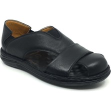 Luis Figo %100 Içi Dışı Hakiki Deri Erkek Günlük Rahat Yazlık Rus Sandalet Terlik 40-45 44 Siyah