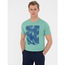 Pierre Cardin Erkek Çağla Slim Fit Baskılı Bisiklet Yaka Tişört 50241487-VR016