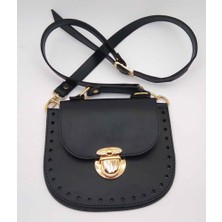 Angel Çanta Aksesuar Siyah Renk Istiridye Çanta Seti Gümüş Metal