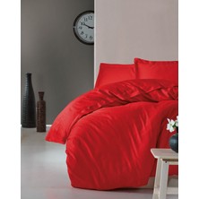 Paradise Düz Tek Kişilik Nevresim Takımı Kırmızı 100 % Pamuk 62 Tel Çarşafı Lastikli Düz Nevresim Seti