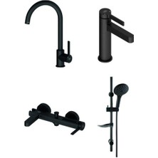 Gpd Gildo Siyah Armatür Musluk Batarya Banyo Seti