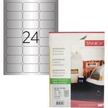 Tanex TW-2024 Silver (Gümüş) Etiket 64 x 34 mm 25 Sayfa - 600'lü