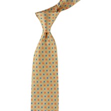 Kravatkolik Viali Style Sarı Küçük Desen Italyan Ipek Kravat İK849