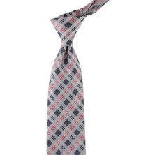 Kravatkolik Rigano Style Gri Ekose Desen Italyan Ipek Kravat İK852