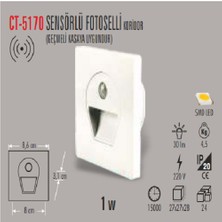 Cata CT-5170 1W/6400K Sens.ledli Kor. Armatür (Beyaz) Cata