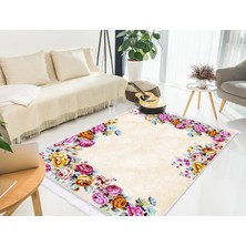 Dekoreko Ipek Dijital Saçaklı Kaymaz Taban Yıkanabilir Halı 1801 Desen 1