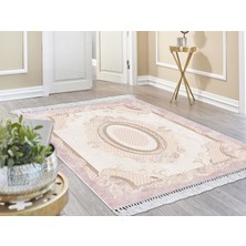 Dekoreko Inci Dijital Saçaklı Yıkanabilir Kaymaz Taban Halı 1858 Desen 1